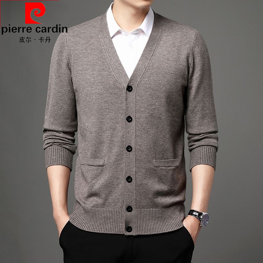 Pier Cardin Brand Men's Men's Middle-Eby Middle-Eby Middles Chaqueta masculina para hombres Vestra en V de color en V y suéter de punto de otoño Sweater I Sheep I Lool Lool Gray M/165 (90-120Jin [Jin equivale a 0.5 kg])