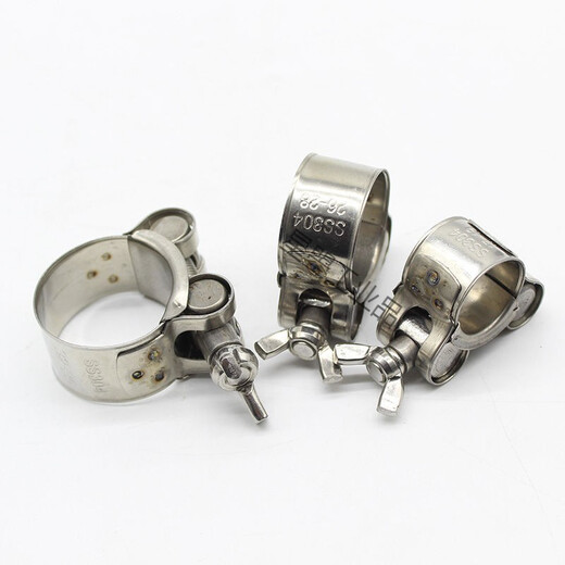 304 stainless steel hand-tightened strong hoop clamp thickened pipe hoop throat clamp fixed oil and water pipe trachea clamp pipe clamp 20-22mm diameter pipe (quarter pipe)