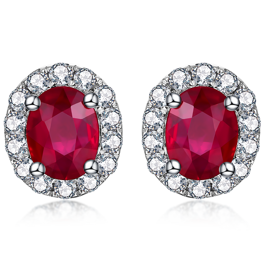 Tingliang 18K gold 0.60 carat pigeon blood red ruby earrings diamond earrings colorful treasure earrings in stock