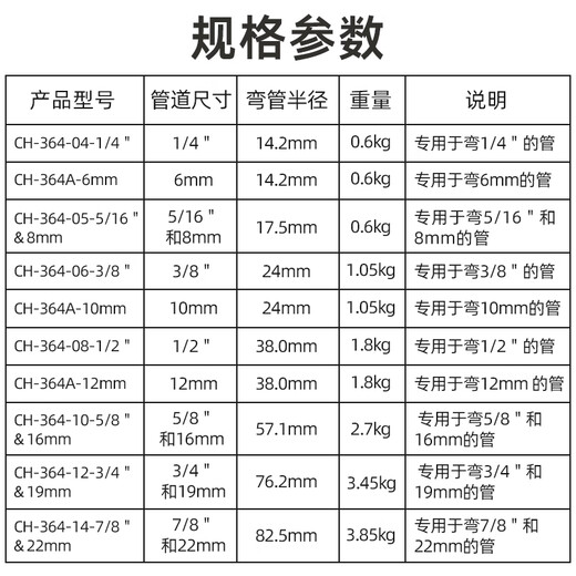 妙普乐炫翼铜管铝管不锈钢管重型手动弯管器6 8 10 12 16 19 22mm 12108 英制1/2 黑钻弯管器