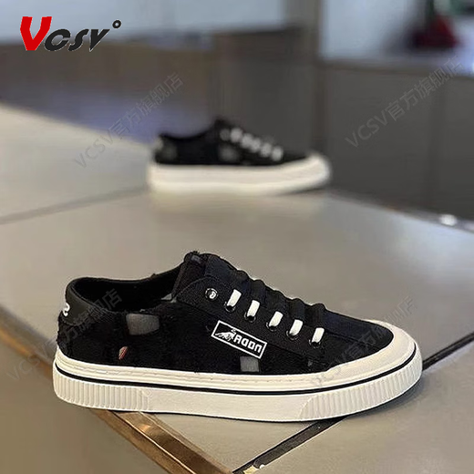 VCSV Brand Light Luxury Canvas Shoes Мужская обувь 2025 Летние дышащие однофутовые туфли с плоской шестой мужчина с толстой белой ткани для мужчин белой высокой мужской обувь 40