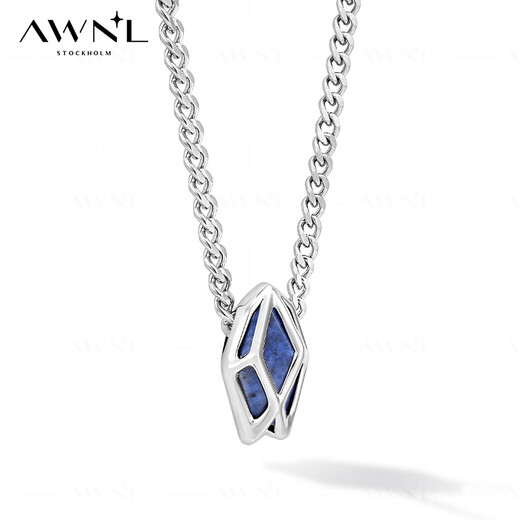 AWNL Fu Longfei's same style small crystal necklace for men Celestino blue line stone pendant light luxury fashion jewelry titanium steel chain 55cm