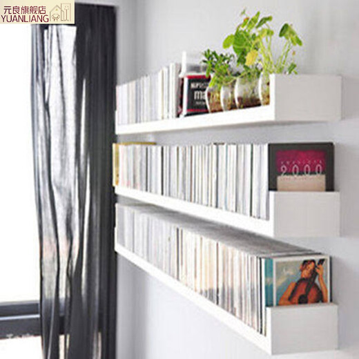 Yuanliang wall-mounted bookshelf upper wall bookshelf U-shaped bookshelf can be punched-free wall storage rack wall hanging wall living room 50 long * 20 wide * 15 high