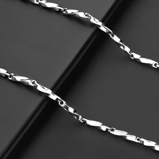 Ililo Mobius Necklace Men's Plain Chain Trendy Brand Versatile Light Luxury Clavicle Chain Titanium Steel Jewelry Silver Sweater Chain Necklace Moebius Necklace 55cm