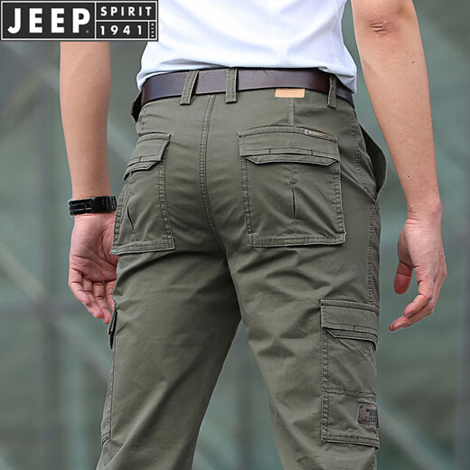 JEEP SPIRIT work pants for men loose straight spring and summer thin large size outdoor multi-pocket autumn and winter casual pants for men blue (9923#) thin 33 waist 2 feet 55