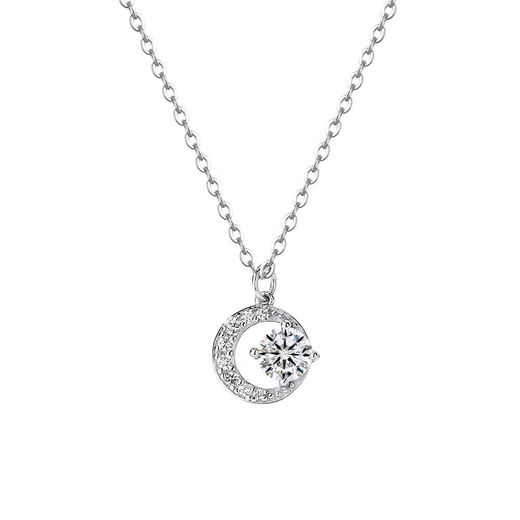 GIEVSZHE Platinum Necklace Platinum Romantic Star and Moon PT950 with Moissanite Diamond Valentine's Day Birthday Gift for Girlfriend Platinum pt950+ Star and Moon Pendant