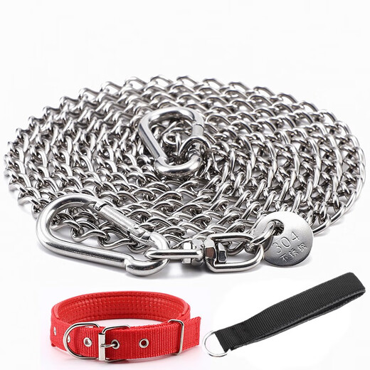 Wanlian 304 stainless steel dog chain large dog medium dog small dog iron chain collar dog leash anti-bite bulldog dog chain 3mm thick (20-40Jin Jin is equal to 0.5kg small and medium) 3 meters