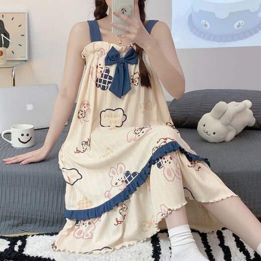 Clolv kuss ck 100% reines Baumwollsoshalt Nachthemd für Frauen im Sommer süße und süße studentische pyjamas für Frauen im Stil Heimkleidung reine Baumwolle 834 XL Empfohlen 120-140jin [Jin ist gleich 0,5 kg]