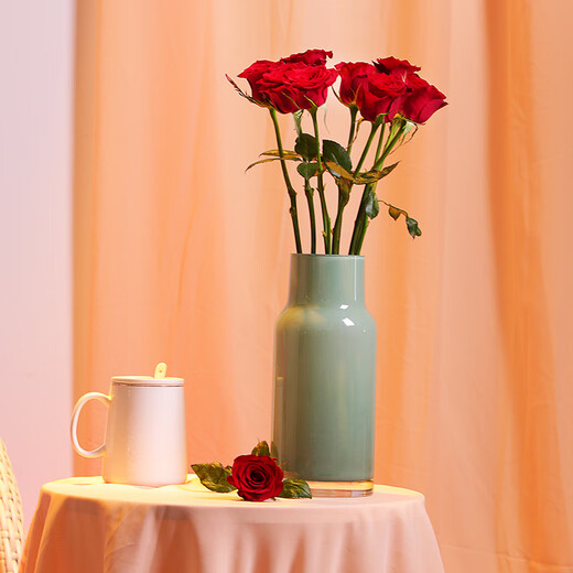 10 red single-headed roses