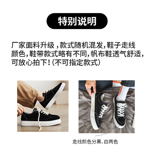 凡小如鞋子男滑板鞋低帮帆布鞋春秋经典潮流百搭板鞋黑色休闲简约男鞋  40码 （宽胖脚拍大一码）