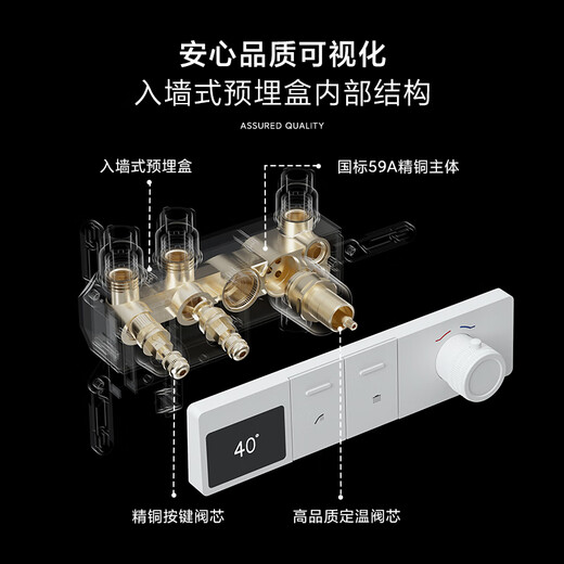 KG Shine-Rain-Dusche eingebettet in den Wandtyp Hidden Hidden Embedded Kupfer integriertes heißes Schmelze Digitale Anzeige Dusche Komplettset [Elektrophoretischer weißer KS702] Digitale Anzeige konstanter Temperatur + Hebelange KG KG