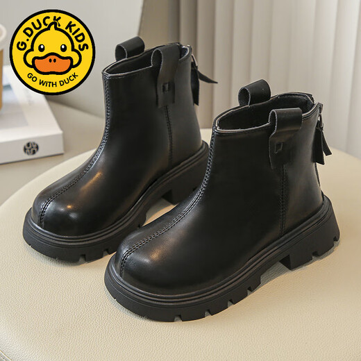 G.DuckKids Girls 'Boots 2024 automne et hiver Nouveaux bottes courtes pour enfants plus Velvet Martin Boots Boots en cuir pour bébé