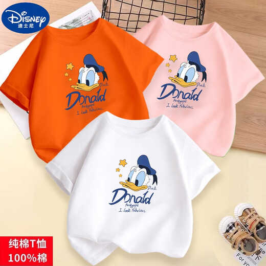 Disney children's T-shirt boys short-sleeved summer bottoming shirt girls half-sleeved baby girl fashionable top clothes fashionable children's clothing orange #6173 Donald Duck size 100 recommended age 3-4 years old