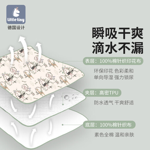 littletiny婴儿隔尿垫可水洗秋冬新生儿宝宝纯棉春防水儿童尿布片 雪兔仙境 60x80cm