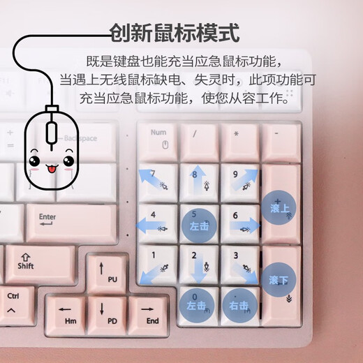 Double Shell Pink Wireless Bluetooth Wired Three-mode Mechanical Keyboard Ergonomic Comfort Office Cherry Silent Mac Laptop Universal Girl M96-German Cherry Tea Shaft