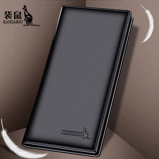 Kangaroo Wallet Men's Long Leather 2025 New Thin Head Layer Cowhide Multi-Seat Zipper Wallet Soft Wallet Handbag Thin (Brown)