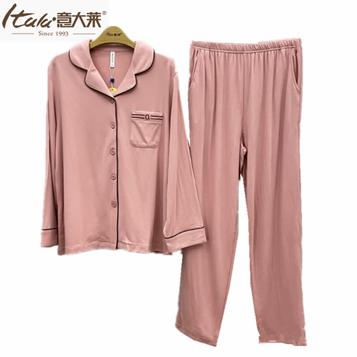 Italai couple's big red pajamas autumn and winter medium thick silkworm pupa protein velvet marriage year can wear couple's home clothes outside 4855 deep orchid-men's style XL