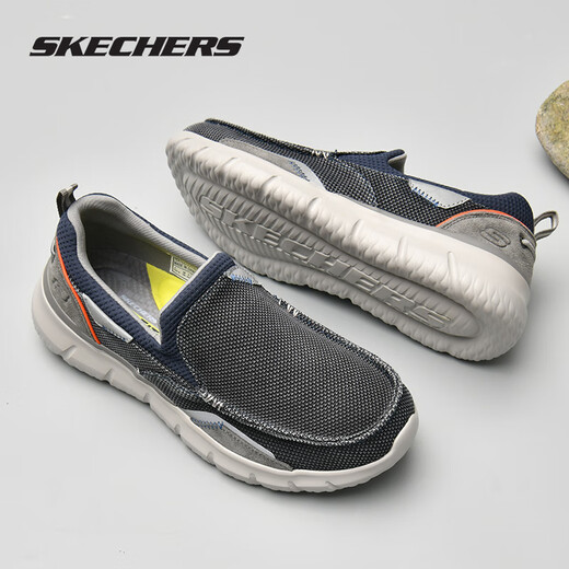 斯凯奇（Skechers）男鞋商务休闲鞋舒适一脚蹬轻便舒适时尚春季款复古帆布鞋