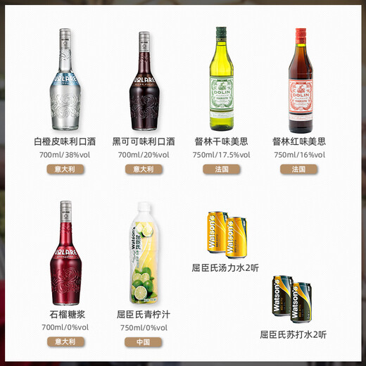 卢布斯基原装进口洋酒自调鸡尾酒套装六大基酒威士忌伏特加朗姆金酒龙舌兰 14瓶调酒套装（含酒具款）