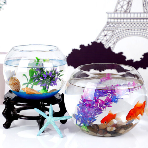 Fish Kirin glass fish tank round high tank small landscaping dormitory home creative desktop family ornamental goldfish tank 20cm