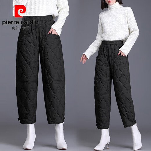 Pierre Cardin Down I Cotton I Pants Women's Outer Wear 2026 New Winter Fashion Women's Velvet Thickened Eight-Point Pants Mom's Warm Cotton Brown Authentic Counter Quality 2XL Recommended 135-145 Jin Jin equals 0.5 kg