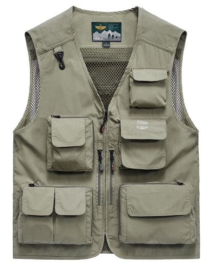 JP Spring, summer and autumn thin men's vest multi-pocket quick-drying mountaineering photography jacket 9898 9898 khaki XL (suitable for 140 Jin [Jin equals 0.5 kg]-155 Jin [Jin equals 0.5 kg])