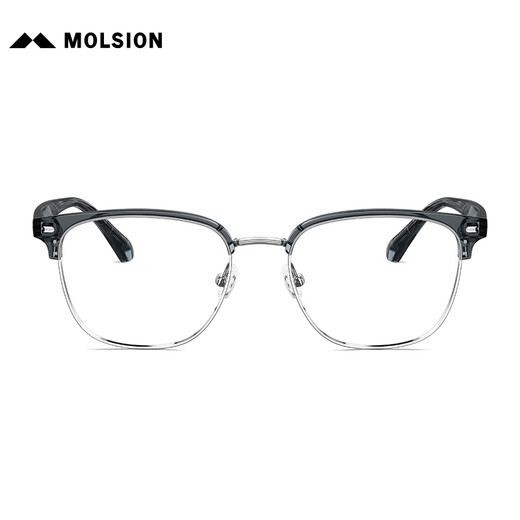
MOLSION Mosen myopia glasses eyebrow frame TR glasses can be matched with degree anti-blue light MJ6193 B70 silver upper eyebrow transparent dark blue gray single frame