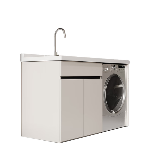 XMSJ Washing Machine Balcon Cabinet intégré Cabinet de lavage en aluminium Aluminium Lavage Piscine Lavage Companion Lavage Wash Basin Personnalisation de l'armoire entière Honembels Aluminium 13063 Basin gauche Chauffage Khaki
