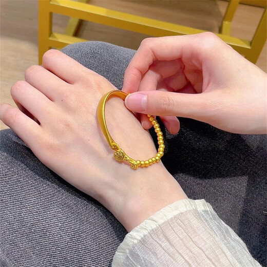 Jianyingsi 9999 Ruyi Lock 24k gold-plated half bracelet bracelet gold transfer bead bracelet Chinese Valentine's Day gift for my wife Ruyi Lock Half Bracelet