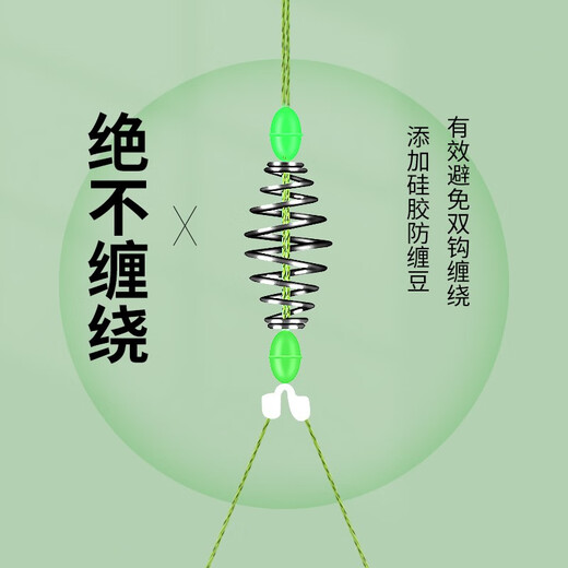 Xiaofengxian finished sub-line double hook tied up double hook fish hook tied up big fish silver carp and bighead carp fishing group Taiwan fishing silver carp and bighead carp finished hook fishing supplies silver carp and bighead carp fishing group 5 sets (coated PE line, small spring with anti-tangle beans) No. 8