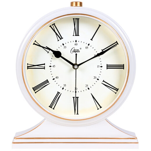 Compas wall clock classical European table clock retro living room decoration table clock creative bedroom bedside clock quartz clock 3020 digital white crack