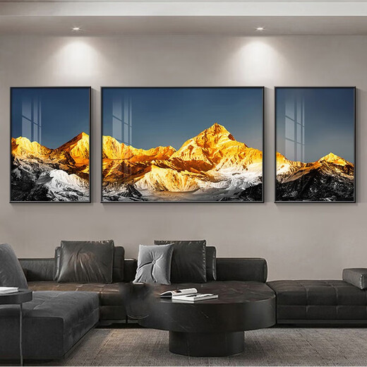 Aohan Rizhao Jinshan Wohnzimmer Dekoration Malmale High-End-Atmosphärische Malerei Moderne einfache Sofa Hintergrund Wandmalerei Triptychon JD14757 Links und links 35*50 70*50 Kristallporzellan Aluminium Legierung schwarzer Rahmen