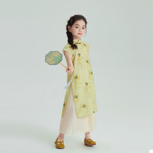 Pudding Haru Girls 'Kleid Kinderrock neuer chinesischer Stil Cheongsam Zweiteiler Sommeranzug 2025 Neuer chinesischer Stilanzug