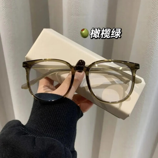 超轻大框素颜眼镜框架女款可配无度数高清防蓝光平光镜感新品 亮黑框 眼镜空架【无衬片】