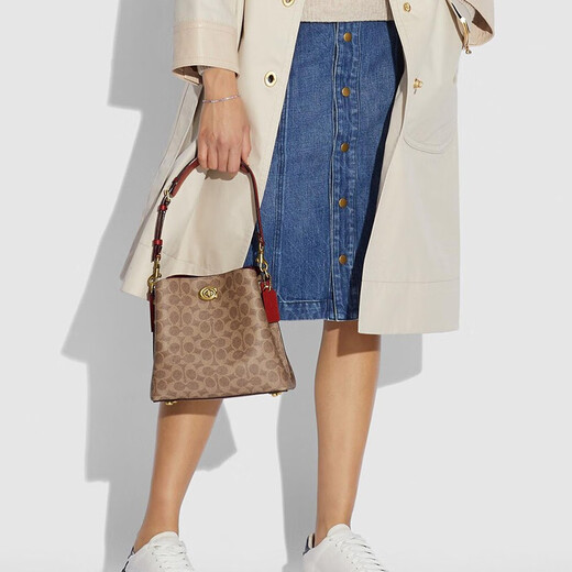 蔻驰（COACH）23新款 Willow 系列水桶包中号女士时尚气质单肩手提包可斜跨 C3890 Brass/Tan Rust