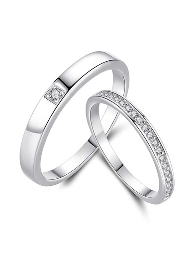 Junkiss Promise Series Platinum Ring Couple Ring Proposal Engagement Ring Diamond Ring Ring Anniversary Gift Platinum Men's Ring - Living Mouth