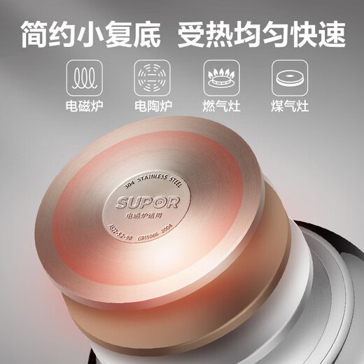 SUPOR pressure cooker gas 304 stainless steel pressure cooker household explosion-proof large capacity gas induction cooker universal diameter 20CM suitable for 2-4 people 20cm 4L
