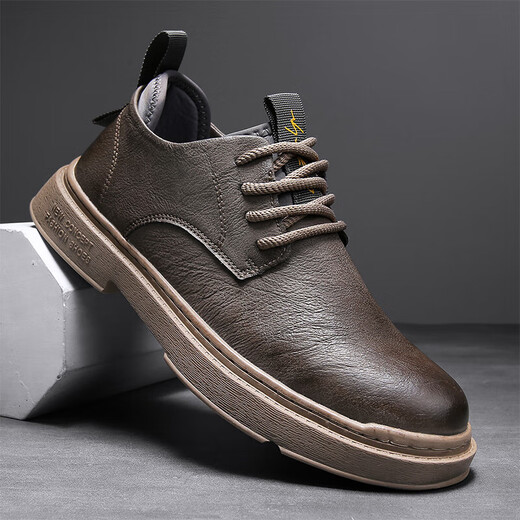 Camel Martin Boots Hombres Low Top 2024 Zapatos de primavera y otoño zapatos de cuero casual para hombres Zapatos de martin británicos zapatos para hombres Autumn Brown 38 Sports Shoes tamaño