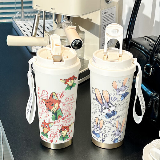 Judynik Thermos Straw Beber Beber Beber Capacidad Gran capacidad Car Portable Estudiantes Masculinos y Femeninos para ir a la Copa de la Escuela BXAB6626 Oficial Judy Judy SCECREE INDERIOR BARCO-520 ml con cordón