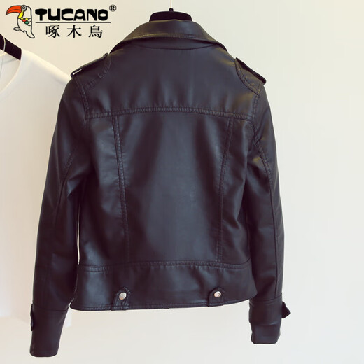 Veste en cuir de pic pour femmes 2025 printemps et automne, nouvelle veste en cuir de moto coréenne, veste en cuir grave mince avec grande taille mit petite veste noire m (95-105jin [Jin est égal à 0,5 kg]))