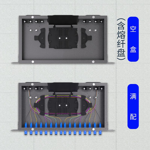YOUYSI 加厚机架式16口光纤盒16芯SC单模光纤终端盒光缆熔接盒接续盒 16口多模满配方口SC(50/125)