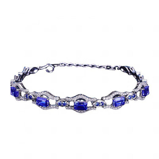 Fat Donglai's same style tanzanite bracelet new Turin Eye imitation natural internet celebrity same style heavy sapphire color blue diamond bracelet 16+4cm