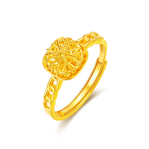 Oein Zhou's same style 18K sand gold fashionable and exquisite sparkling sugar cube gold ring women's imitation crystal diamond ring jewelry sparkling brushed sugar cube ring Seiko version (open style adjustable) gift box