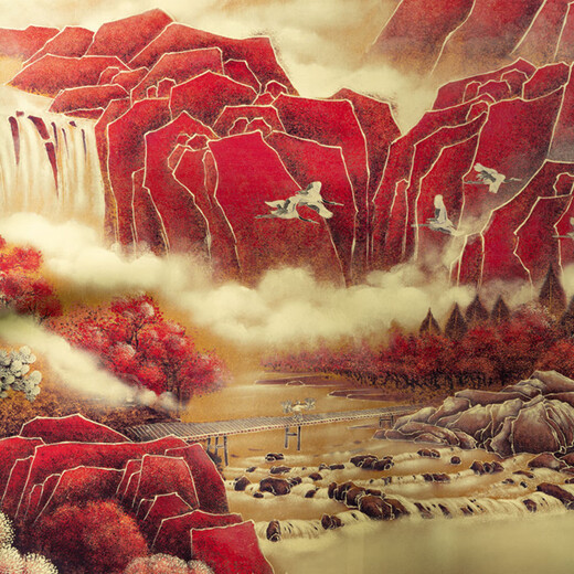 Yaji Lan Hongyun Cabeza Pintura De Paisaje Nuevo Estilo Chino Pintura Colgante Fondo De Sofá Decoración De Pared Pintura De Pared Paisaje De Oficina Impresión De Oricalco Estilo De Paisaje De Cabeza Hong Yun 2000*728mm