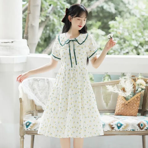 Vestido de verano de Baldauren Girls 'Summer 7-15 años Floral Princess Dress Girls Girls Junior High School Student's Relling Women's Cinturón Floral Floral-170 Tamaño [155-165 cm]