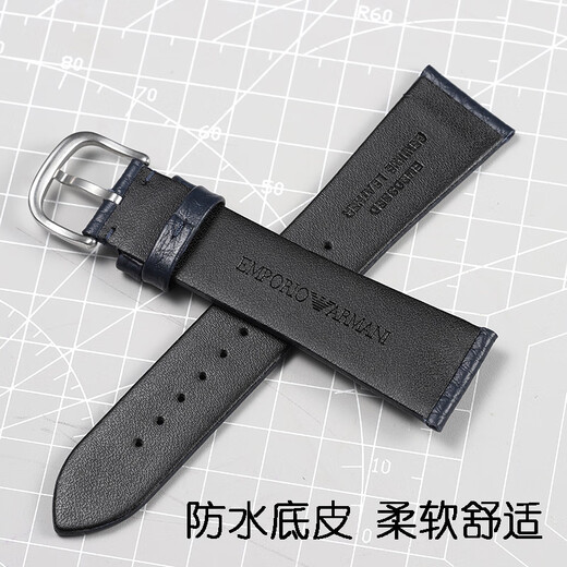 Geeignet für den originalen Armani-Leder-Leder-Litschee-Muster AR60027 AR11105 AR60028 11143 Männer Schwarz-Silber-Schnalle 22mm