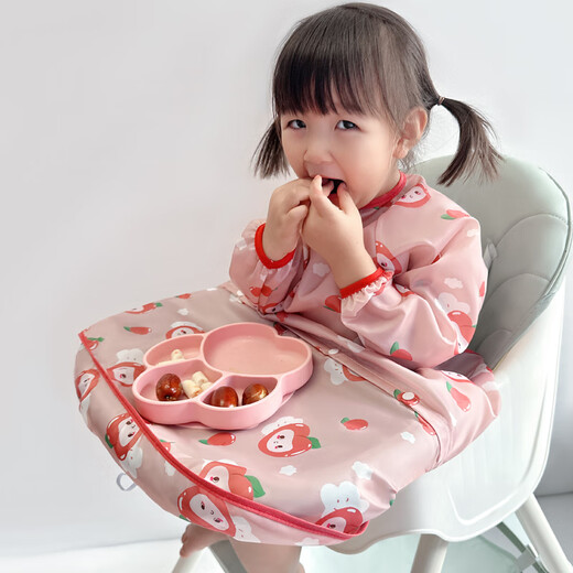 亨凯利餐椅罩衣吃饭围兜防水防脏婴幼儿童餐桌饭兜宝宝辅食反穿衣橘子熊