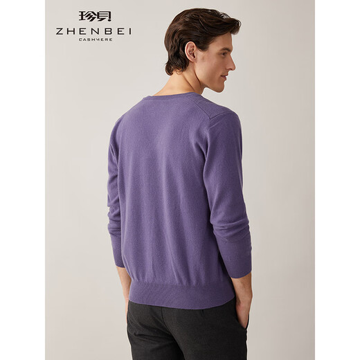 Zhenbei [Maschinengewässerer Kaschmirpullover] V-Ausschnitt Longärmeler Pure Cashmere Herbst und Winter warmer gestrickter Pullover 841 Light Amethyst L (115)