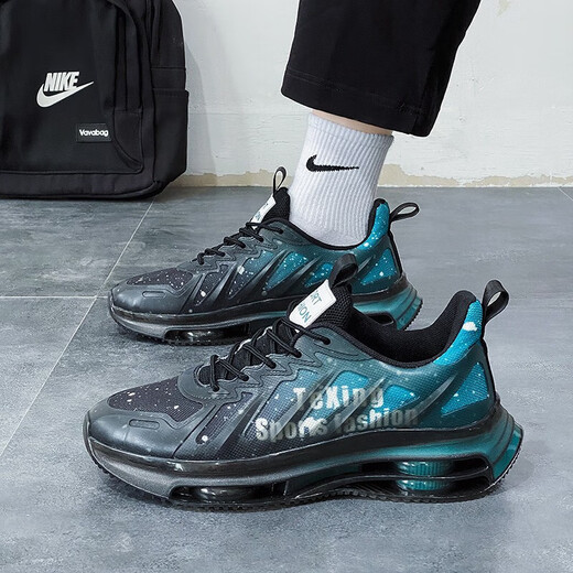 
GUQIAN men's shoes 2025 new sports and leisure running cushion shock-absorbing junior high school students' height-enhancing dad shoes trendy shoes for men TK757 black and green 43 (265mm)