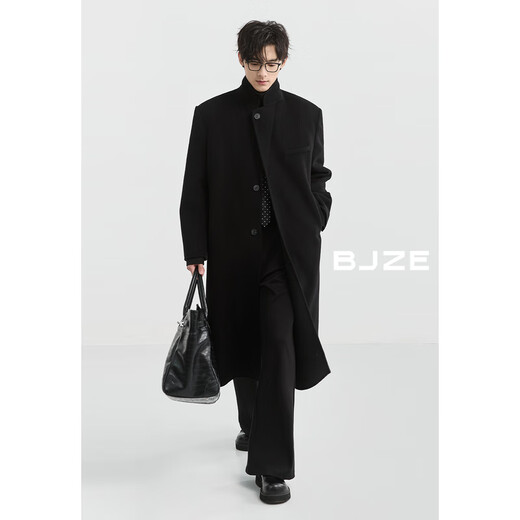 Earl Dowle [Long Over Knee/Down Bottom] Full Wool Coat 100% Men's Commuter Jacket 2024 Autumn and Winter New Midnight Black (Regular Style) XL (180)